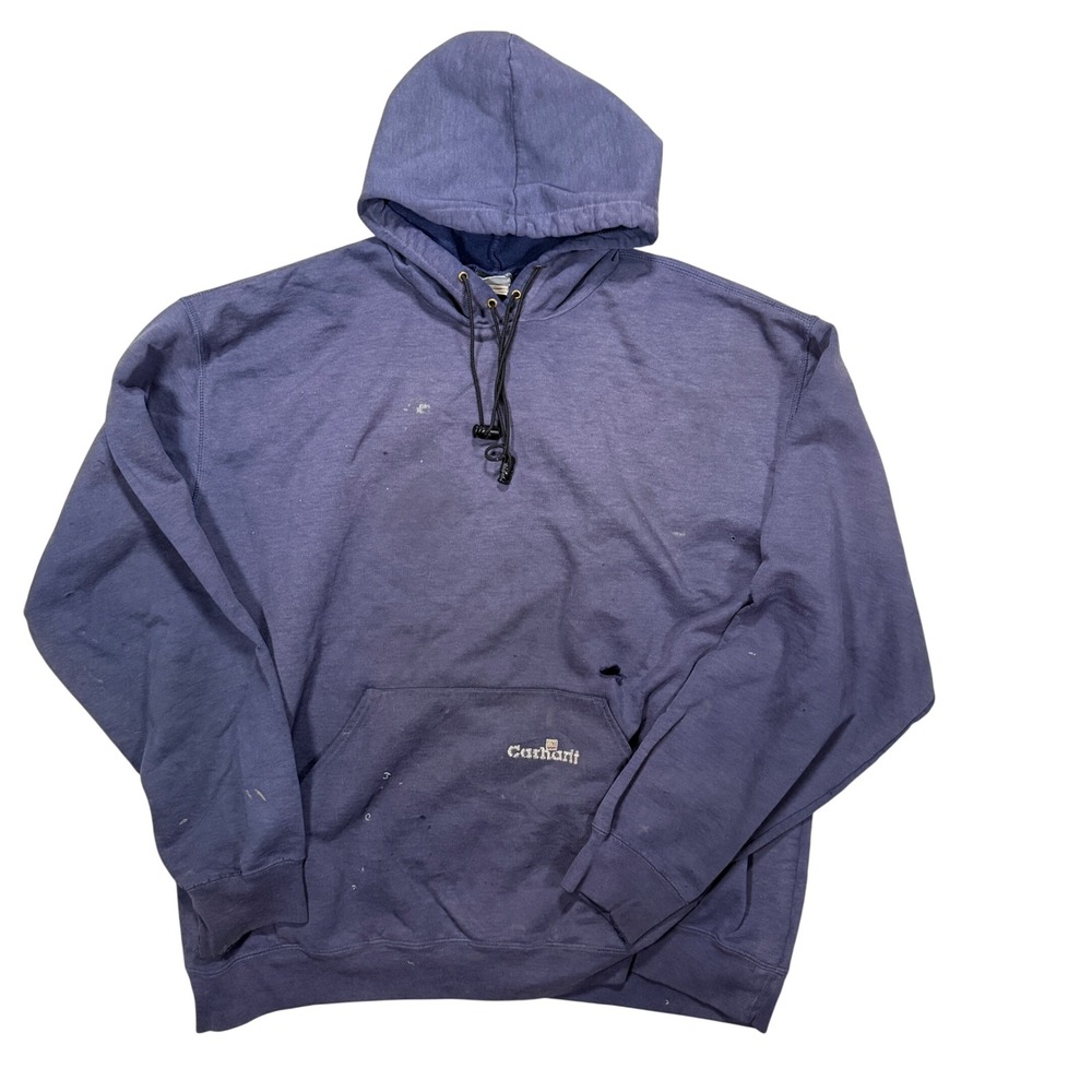 Vintage Carhartt Hoodie 2XLT Navy Pullover Thrashed Distressed Faded 90s Grunge